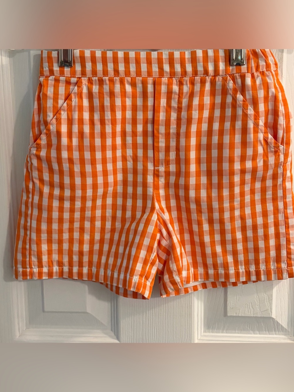 Smockingbird Classic Orange & White Check Shorts w/Adjustable Waist Size 7